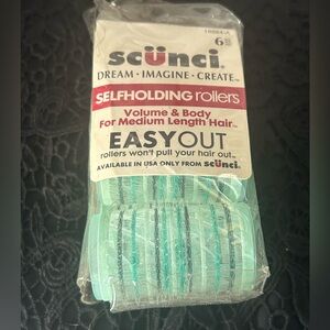 Vintage Scunci 6 Easy Out Rollers Green  Medium 6 Made In Italy Self Holding